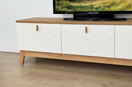 Тумба 2 Хюгге белое дерево/дуб крафт золотой/белый матовый