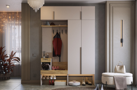 Баско Прихожая, (802х346х1950) /Кашемир/дуб крафт золотой