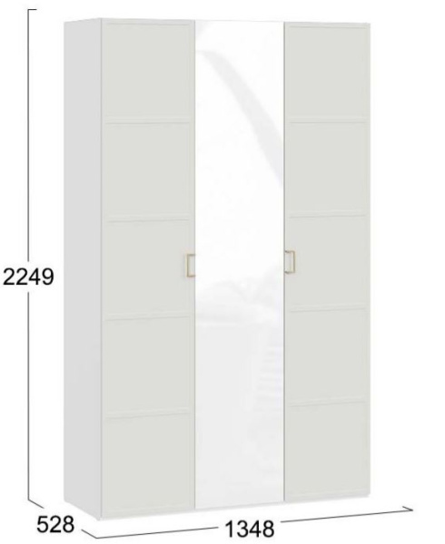 Стелла Шкаф комбинированный 3 дв Белый холст/Белый жемчуг