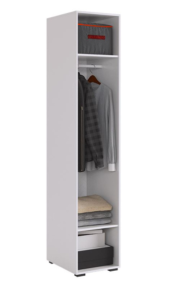 Ева Шкаф 1 дв/100.01/Белое дерево/Белый матовый