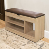 Тумба для обуви БН-196-04 (900*310*510) дуб сонома/кожзам 305-02 корич