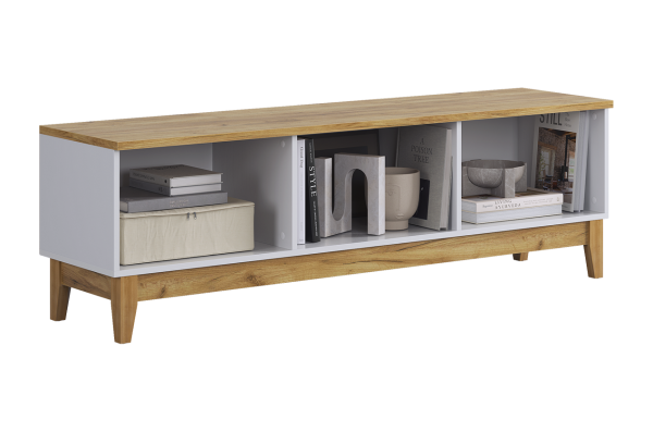 Тумба 2 Хюгге белое дерево/дуб крафт золотой/белый матовый