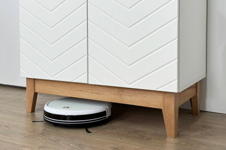 Шкаф двухдверный Хюгге белое дерево/дуб крафт золотой/белый матовый