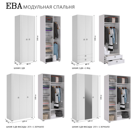 Ева Антресоль 2дв/116.01/Белое дерево/Белый матовый