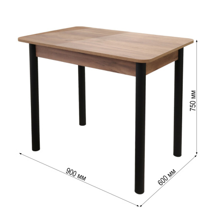 Стол обеденный (900х600х760) Дуб крафт табачный/черный