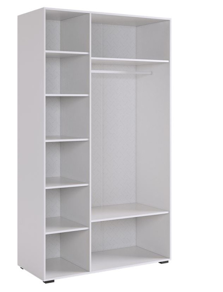 Ева Шкаф 3 дв Фасады 2 гл + 1зеркало/105.02/Белое дерево/Белый матовый