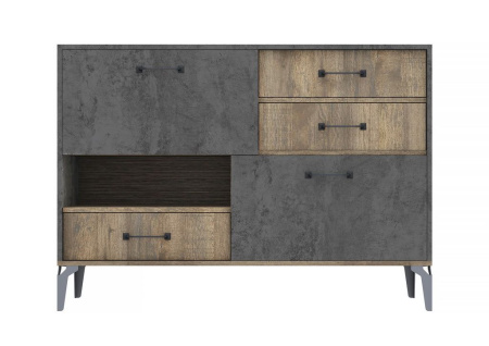 Комод с 3 ящиками Статус дуб самдал/цемент темный